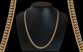 A Good Quality 9ct Gold Double Link Necklace with Lobster Clasp. of Warm Gold Colour. Marked 9.375.