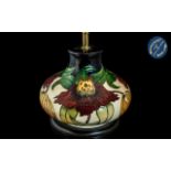 Moorcroft Large Bulbous Shaped Lamp, From The Anna Lily Collection. Approx 8 Inches High ( Not