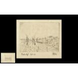 Paul Klee ( 1879 - 1940 ) Railway Station - Etching on Heavy Wove Paper, Signed In Pencil. Print