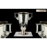 Art Deco Good Quality Twin Handle Sterling Silver Vase of Pleasing Design / Proportions.