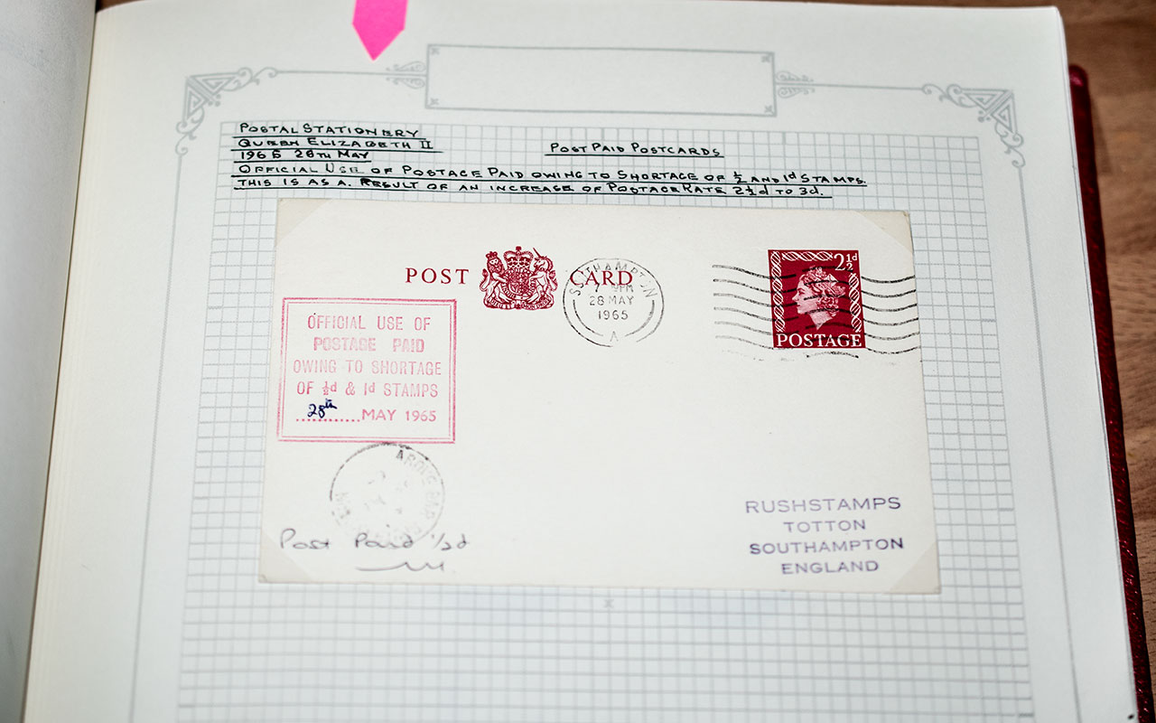 Stamp Interest - Large Springback stamp album full of postmarks and postal stationery. Includes '' - Image 2 of 3