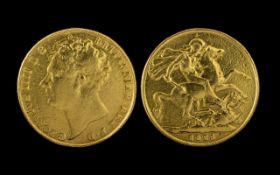 George IV Double Gold Sovereign - Date 1825. Low Grade - Features Rubbed. Please Confirm with Photo.