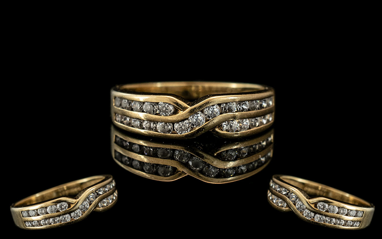 Ladies - 9ct Gold Diamond Set Dress Ring. Fully Hallmarked to Interior of Shank. The Diamond of Good