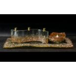 Modern Amber Glass Set, comprising an oblong tray 23.