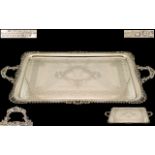 Goldsmiths and Silversmiths Company - Superb Quality and Large Heavy Twin Handle Gallery Tray with