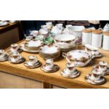 Royal Albert Old Country Roses Dinner Service containing 1 platter, 1 grey bowl, 8 small plates,