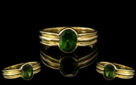 18ct Gold Single Stone Emerald Set Dress