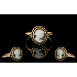 9ct Gold Cameo Ring. Carved Cameo Set In