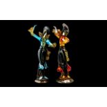 Pair of Murano Glass Dancers, 16" tall,