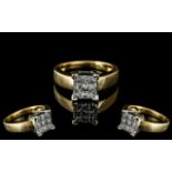 18ct Gold - Attractive Diamond Set Ring,