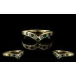 Pretty Ladies 9ct Gold Diamond & Emerald