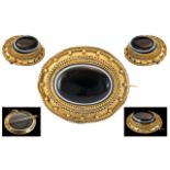 Victorian Period 9ct Gold - Black Sardon