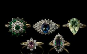 A Collection of Vintage 9ct Gold Stone S