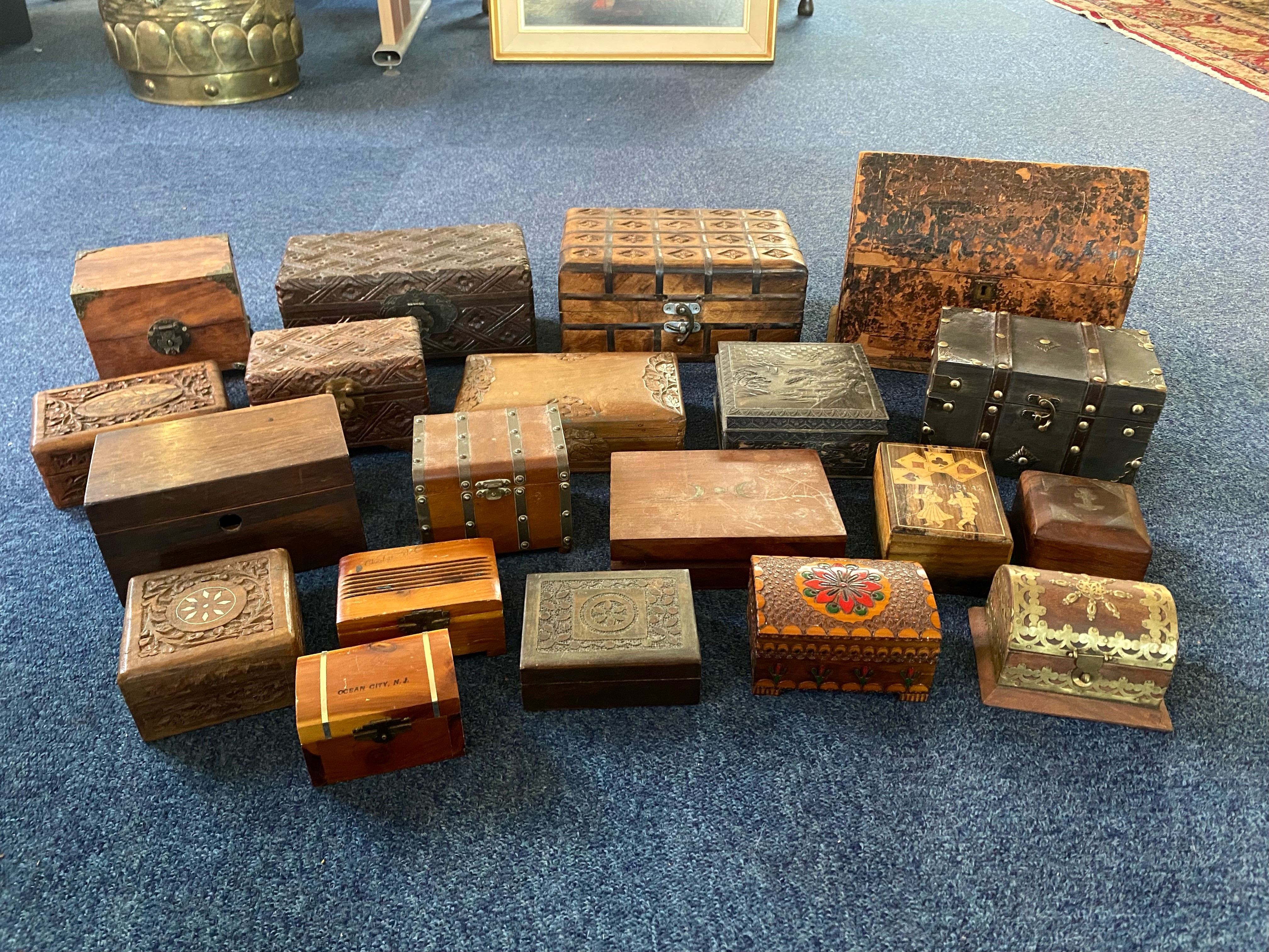 A Collection of Assorted Wooden Deed Boxes and Jewellery boxes, approximately 20 in total. - Image 3 of 3