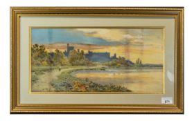Arthur Suker ( British 1857 - 1902 ) Windsor Castle From the River Thames - Evening.
