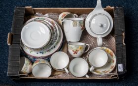 Wedgewood Teaset Comprising - 7 cups, 3 sides plates,1 small bowl, 1 tea pot 1 milk jug,