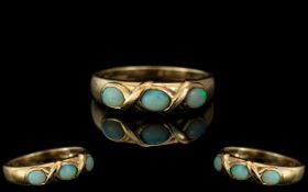 Antique Period Attractive 9ct Gold 3 Stone Opal Set Ring.