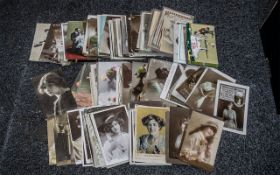 Box of Postcards, including photographs from the early 1900s, glamorous ladies, stage actresses,