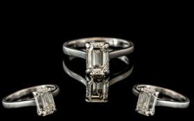 18ct White Gold Superb Quality Single Stone Diamond Set Ring. Full Hallmark to Interior of Shank.