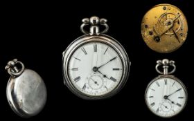 Victorian Period Sterling Silver Pair Cased Key-wind Pocket Watch. Hallmark London 1875.