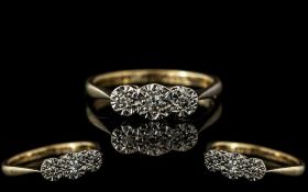Antique Period Diamond Ring - Set In 9ct Gold and Platinum. Pretty Antique Ring, Diamond Set In