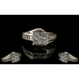 Ladies 18ct White Gold Attractive Diamond Set Dress Ring.