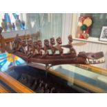 Tribal Art Large Carved Wooden Model of a Canoe/Boat with carved crocodile head.