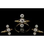 Ladies 1920's Attractive 18ct Gold 3 Stone Diamond Set Ring. Marked 18ct to Interior of Shank.