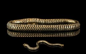 American 10ct Gold - Superb Quality Naturalistic Reticulated Snake Bracelet with Excellent Clasp.