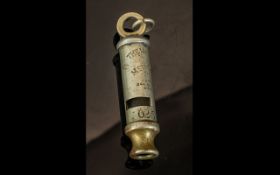 Vintage Metropolitan Police Whistle by J Hudson of Birmingham, No. 025815. Approx 3.5" length.