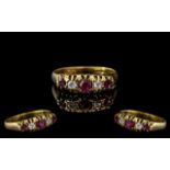 18ct Gold Attractive Ruby and Diamond Set Ring, Gallery Setting.