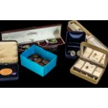 Box of Collectibles, comprising silver sixpence cufflinks, Scottish sword tie pin,