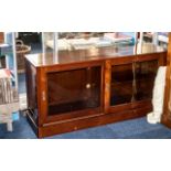 Grange Fruit Wood Glass Fronted Polished wood TV/Storage Cabinet, shelving to one side.