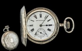 Russian Early 20th Century Key-less Silver Full Hunter Pocket Watch.