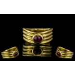 Boucheron - Signed and Superb Quality 18ct Gold Single Stone Ruby Set Dress Ring ( Heavy Solid