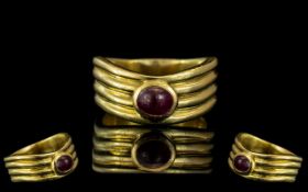 Boucheron - Signed and Superb Quality 18ct Gold Single Stone Ruby Set Dress Ring ( Heavy Solid