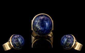 Lapis Lazuli Unisex Blue 14ct ( 585 ) Gold Ring. Full Stamps to Shank.