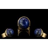 Lapis Lazuli Unisex Blue 14ct ( 585 ) Gold Ring. Full Stamps to Shank.