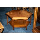 Grange Quality Hexagonal Fruit Wood Glass Top Coffee/Occasional Table with Under Tier.