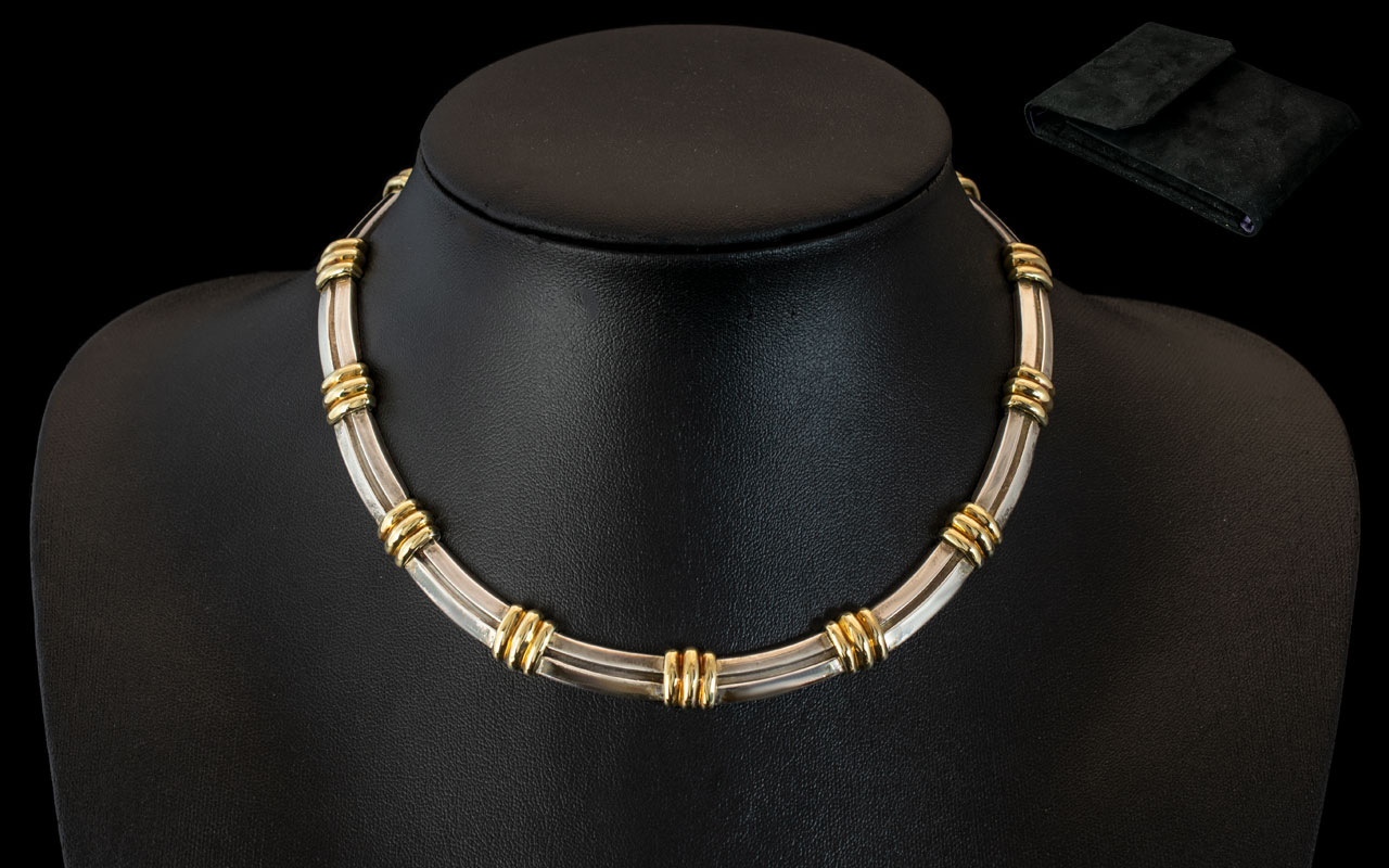 Tiffany & Co Superb Quality Sterling Silver Necklace with Gold Gilt Highlights.