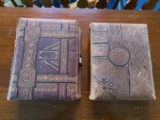 Two Large Victorian Photograph Albums, housed in tooled leather albums with brass fixings.