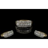 Ladies 9ct Gold Attractive Brilliant & Baguette Cut Diamond Dress Ring.