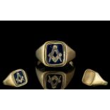 Gents 9ct Gold Double Sided Swivel Masonic Ring, can wear the plain side or the Masonic symbol side.