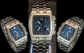 Citizen - Gents Multi-Dial Eco Drive Stainless Steel Chronograph Alarm - Perpetual Wrist Watch.