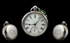 Victorian Period Sterling Silver Key Wind Open Faced Pocket Watch. Hallmark London 1871.