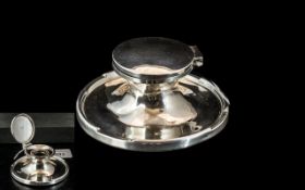Sterling Silver Capstan Ink Well with Glass Liner, Fully Hallmarked, A & J Zimmerman Ltd,