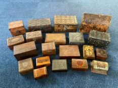 A Collection of Assorted Wooden Deed Boxes and Jewellery boxes, approximately 20 in total.