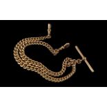 Victorian Period Excellent Quality 9ct Gold Double Albert Watch Chain with Double Lobster Clasp and