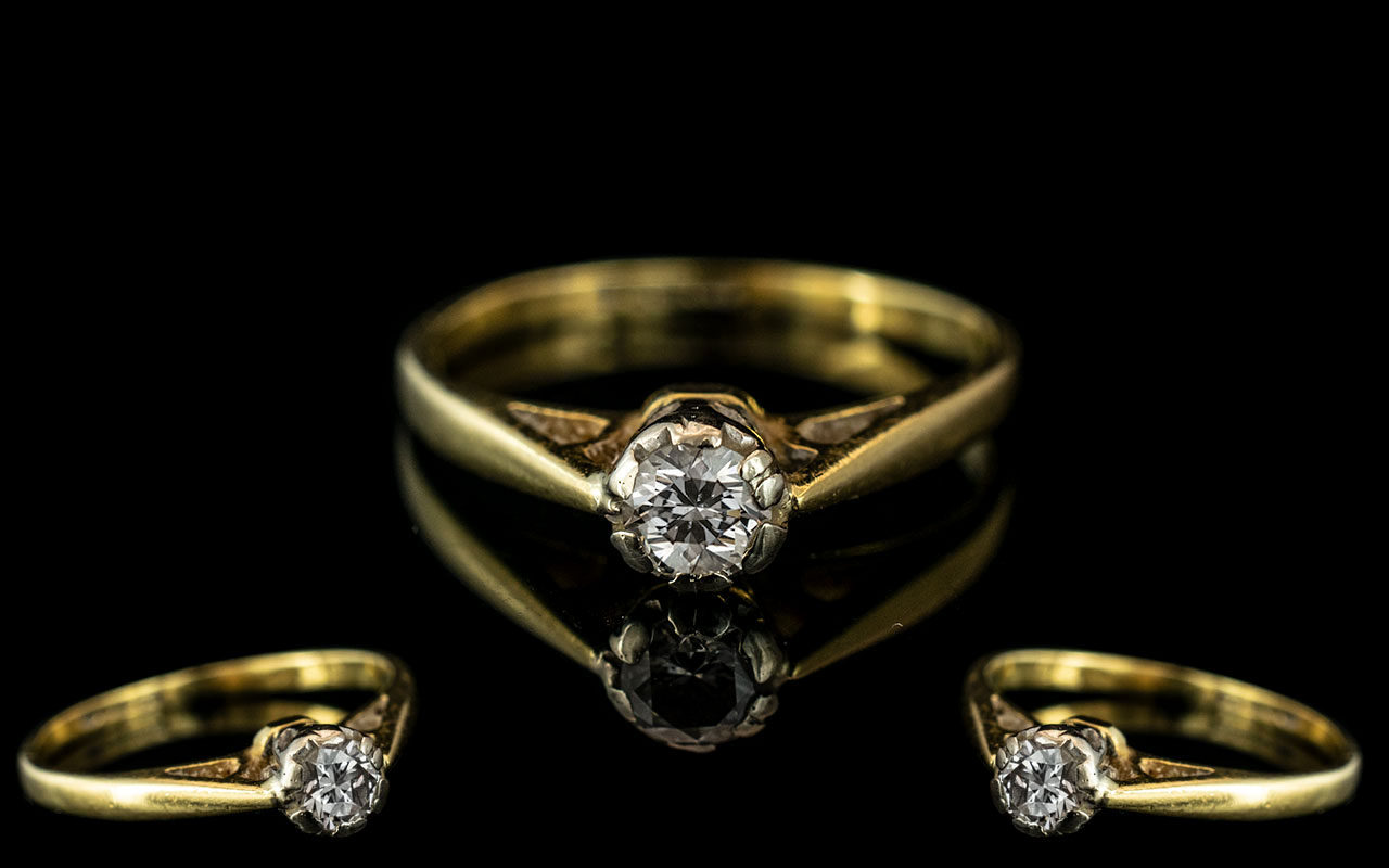 Ladies 18ct Gold Single Stone Diamond Ring. Marked 750 - 18ct to Interior of Shank.