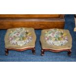 A Pair of Victorian Mahogany Serpentine Stools with Cabriole Legs.